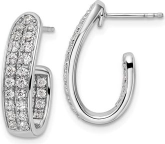 Diamond2Deal 14K White Gold 1 ct Lab Grown Diamond In and Out J- Hoop Earrings VS Clarity, G-H Color
