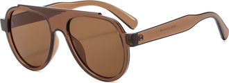 Generic Mens Large Frame Driving Sunglasses Outdoor Women Commuter Decorative Sun Glasses(Brown)