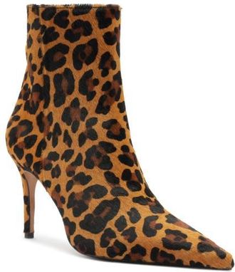 Schutz Mikki Pointed Toe Genuine Calf Hair Bootie in Leopard at Nordstrom, Size 6.5