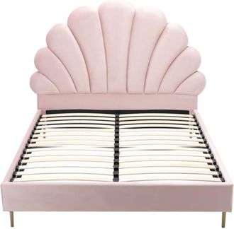 VENTE-UNIQUE.COM Base de cama terciopelo rosa 160 x 200 cm