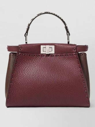 Fendi peekaboo mini leather tote bag