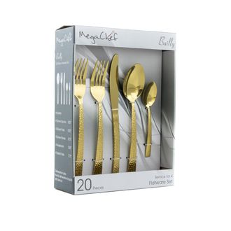 MegaChef Baily 20 Piece Flatware Utensil Set, Stainless Steel Silverware Metal Service for 4 in Rose Gold