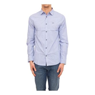 A|X Armani Exchange Micro Polka Dot Cotton Shirt - Heren - Casual Overhemden - Blauw - S - Katoen - Overhemden