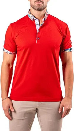Maceoo Collarsolidscarlet Red Button-Down Polo at Nordstrom, Size Large