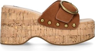 Steve Madden Womens Suede Pedestal Brown Sandals - Size UK 5