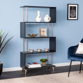 SEI Beckerman Asymmetrical Etagere Black