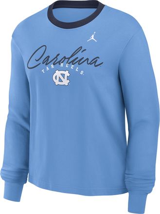 Nike Jordan Womens North Carolina Legacy Jordan Brand College Long-Sleeve T-Shirt in Blue | 0JN2195UNCN-MGK