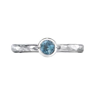 Dower & Hall 4mm Blue Topaz Hammered Twinkle Ring