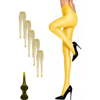 Lechery 5-Pack Glossy Sheer Ladder Resistant Party Evening Tights for Women in Yellow at Nordstrom, Size Small