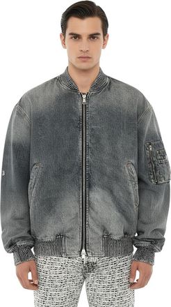 Diesel Blue Distressed Bomber Jacket