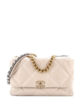 Chanel 19 Flap Bag Quilted Leather Maxi crossbody bag - women - Calf Leather - One Size - Neutrals