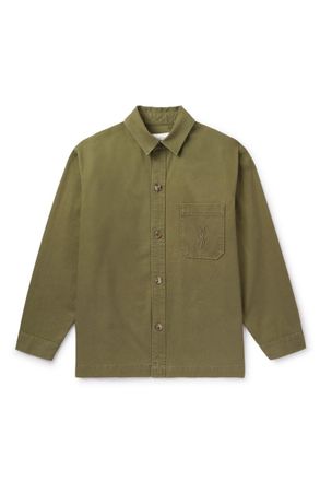Saint Laurent Logo-Embroidered Cotton and Linen-Blend Gabardine Overshirt