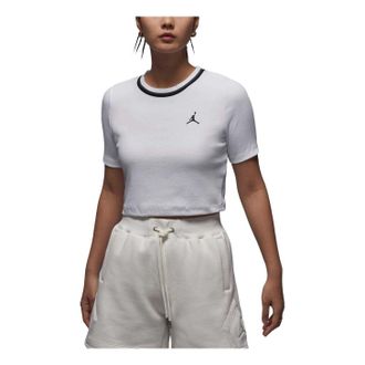 Nike Jordan (WMNS) Air Jordan Knit Crop T-shirt Asia Sizing White Black FV7090-100