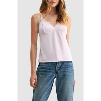 Lush Lace Trim V-Neck Satin Camisole in Blush at Nordstrom Rack, Size X-Small
