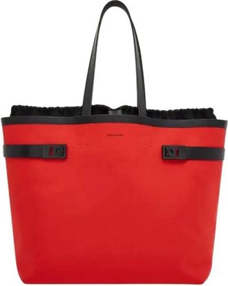 Ferragamo Gancini Buckles Canvas Tote Bag