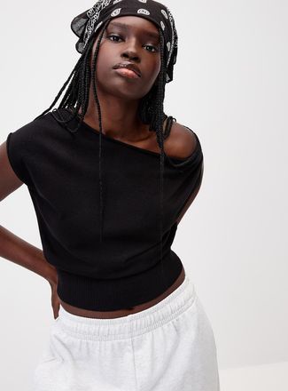 Twik Womens Loose-collar rolled-edge sweater