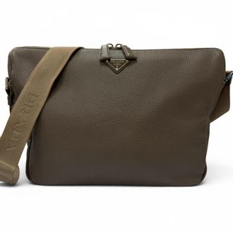 Prada Grayish Leather Shoulder Bag (Pre-Owned)