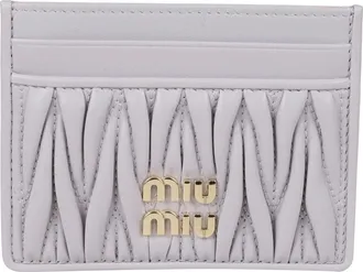 Miu Miu Accessoires, Dames, Paars, ONE Size, Leer, Matelass&eacute; Kaarthouder