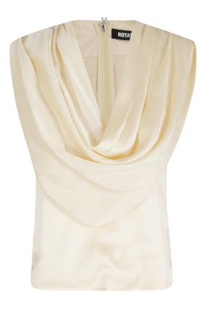 Rotate Yellow Front Draping Deep V-Neck Polyester Top