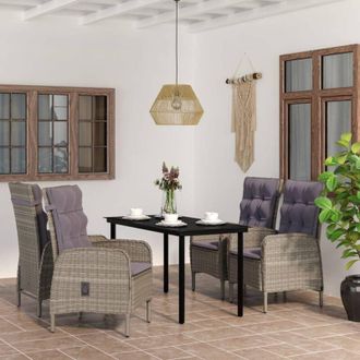 vidaXL Juego De Comedor Para Jard&iacute;n 5 Piezas Con Cojines Gris Y Negro Vidaxl