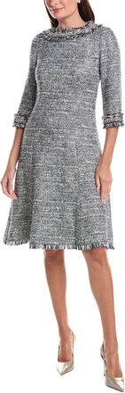 Teri Jon by Rickie Freeman Tweed Jewel Trim A-Line Dress