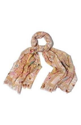 Saachi Birds & Filigree Print Scarf in Brown Multi at Nordstrom Rack