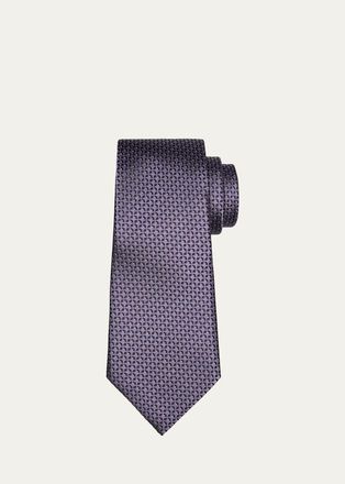 Ermenegildo Zegna Mens Silk Micro-Jacquard Tie
