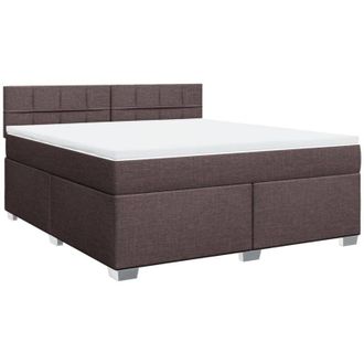 vidaXL Vidaxl - Cama Box Spring Con Colch&oacute;n Tela Marr&oacute;n Oscuro 180x200 Cm