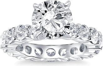 Pompeii3 5 1/2Ct TW Round Cut Diamond Eternity Engagement Ring 14k White Gold Lab Grown