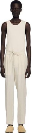 Sandro Elasticated linen trousers in Ivory at Nordstrom, Size 44