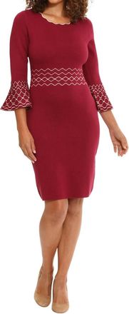 Donna Morgan Maggy London Fig Sweater Dress With Bell Sleeve In Deep Red