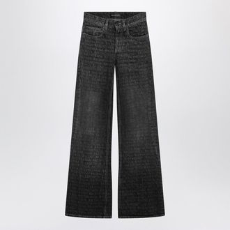 Balenciaga Black Washed Jeans With Jacquard Logos
