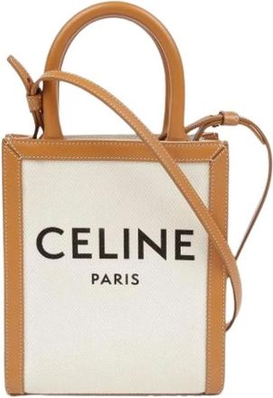 Celine Pre-owned Tote Bags, female, Beige, Size: ONE SIZE Pre-owned Vertical Cabas Mini Tote Shoulder Bag