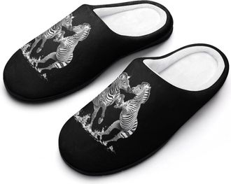 Generic Zebras Fighting Slippers Men Winter Warm Cotton Anti-Slip Indoor Slip-Ons House Shoes