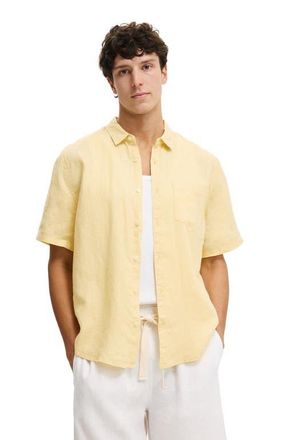 Cotton On Mens Relaxed Linen Short Sleeve Shirt in Faded Yellow at Nordstrom, Size X-Large