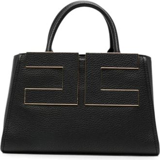 Elisabetta Franchi Handtas met handvat - Dames - Shoppers - Zwart - ONE Size - Leer - Tassen