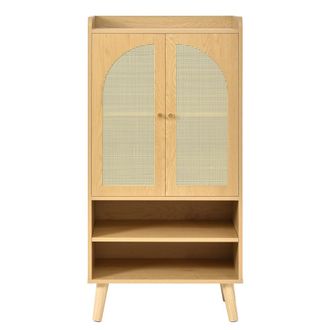 Urban Meuble Aparador de rat&aacute;n efecto madera natural con 2 puertas y 2 nichos