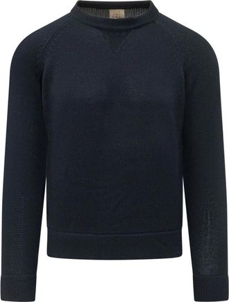 Rakk&igrave; Minimalistische Gebreide Sweatshirt - Heren - Ronde hals truien - Blauw - 2XL - Wol - Truien & Vesten