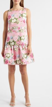 Anne Klein Floral Ruffle Hem Sleeveless Dress in Carnation Pink Multi at Nordstrom, Size 14