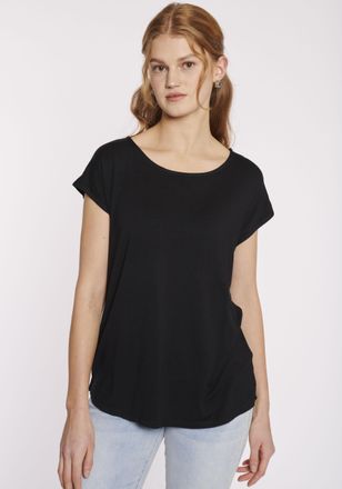 Hailys Kurzarmshirt HAILYS SS V TP Em44ma, Damen, Gr. XS, schwarz, Jersey, Obermaterial: 95% Viskose, 5% Elasthan, unifarben, h&uuml;ftbedeckend, Rundhals, Shirts