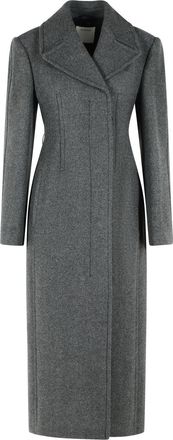Sportmax Tailored Long Coat in Chevron-Effect Wool