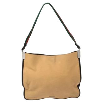 Gucci Tweedehands Canvas handtassen - Dames - Vintage Schoudertas - Bruin - ONE Size - Tweed - Vintage