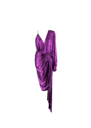Alexandre Vauthier Metallic Fuchsia Draped Asymmetric Dress Size XS