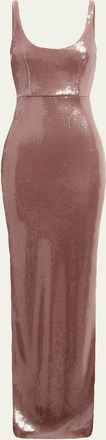 Alex Perry Sleeveless Sequined Column Singlet Gown
