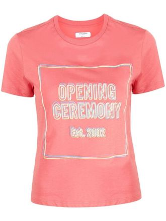 Opening Ceremony Box Logo print T-shirt - women - Cotton - S - Orange