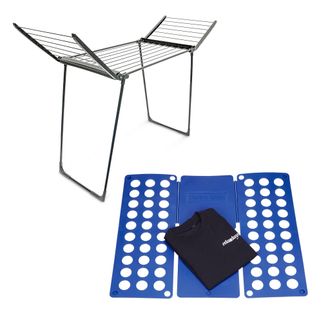 Relaxdays Juego De 2 Piezas Para El Hogar, Tendedero Plegable, 13 M De Secado, Tabl&oacute;n Grande Para Camisas Y Camisetas