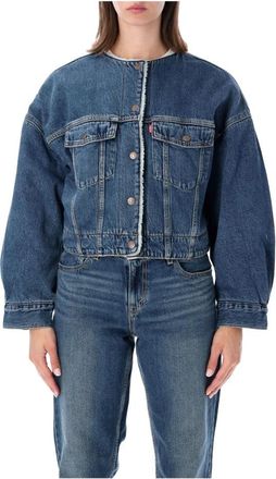 Levi's Collarless Crop Sherpa - Dames - Spijkerjassen - Blauw - S - Denim - Jassen