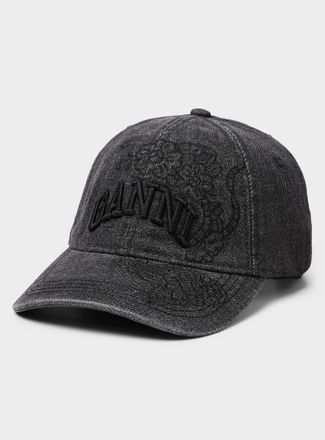 Ganni Mens Tonal embroidery washed baseball cap