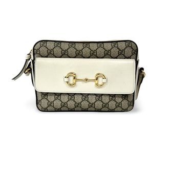 Gucci Horsebit 1955 Flap Pocket Camera Gg Coated Canvas And Leather Beige Canvas Handbag (Pre-Owned)