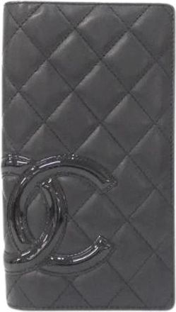 Chanel Pre-owned Cambon Line Calfskin Long Wallet - Dames - Vintage Accessoires - Zwart - ONE Size - Leer - Vintage